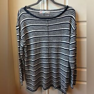Free People Beach Navy and White Striped Oversized Top Size XS